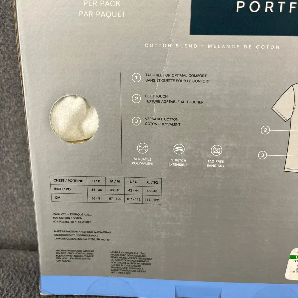Perry Ellis Portfolio Undershirt Mens L White 4pk Crew Neck Cotton Blend UMPE376